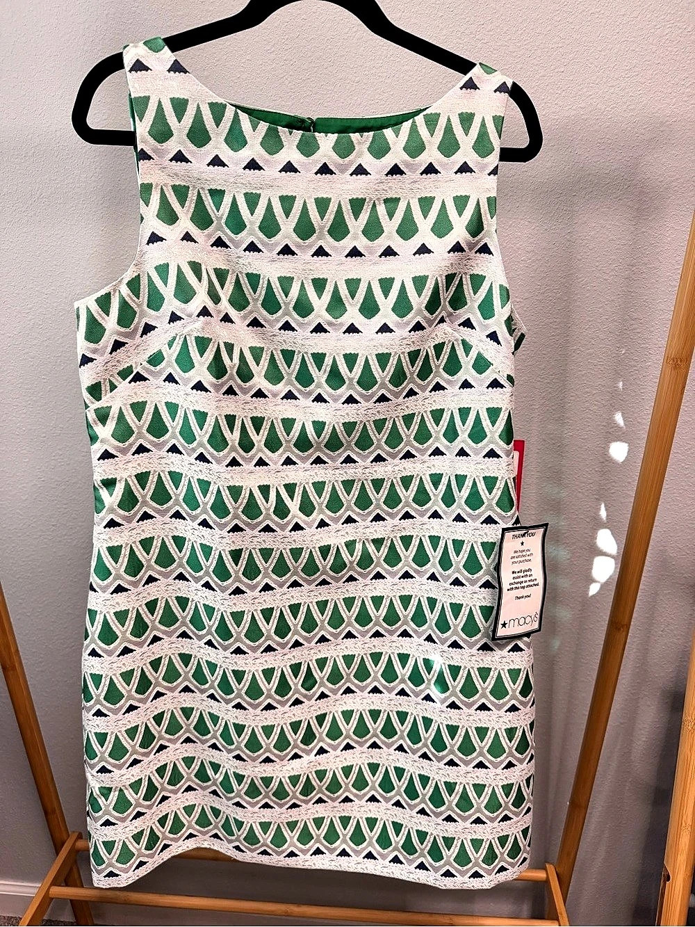 Vince Camuto Lace Overlay Dress Geometric Lace Mini Dress in Green & White Size